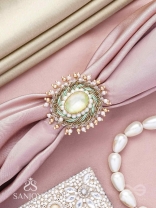 Dyutaka - The Enchanted Forest - Stone And Beads Hand Embroidered Ring (Adjustable)