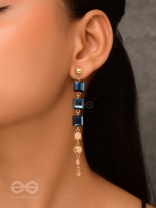 The Indigo Night- Classy Blue And Golden Earrings