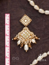 Kosavasin - Golden Sands Delight -Beads And Glass Drops Hand Embroidered Earrings