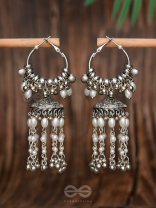 The Frost Blooms - Statement Oxidised Jhumka Earrings