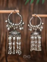 The Frost Blooms - Statement Oxidised Jhumka Earrings