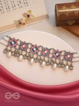 Blushing Blue Haze - Enamelled Oxidised Neckpiece