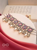 Blushing Blue Haze - Enamelled Oxidised Neckpiece