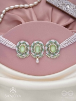 Tankasala - Frosted Fern - Stones And Pearls Hand Embroidered Neckpiece