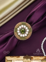 Aranyaja - Born In Forest - Beads And Stone Hand Embroidered Ring (Adjustable)