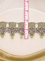 The Olive Chimes - Enamelled Oxidised Choker Neckpiece