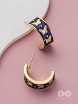 Butterfly Ballet - Golden Enamelled Earrings
