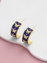 Butterfly Ballet - Golden Enamelled Earrings