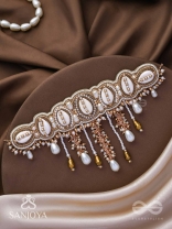 Abdhimanduki - The Pearl Lagoon- Shells, Beads, Pearl And Glass Drops Hand Embroidered Neckpiece