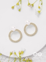 Polished Pearl - Golden Embellished Earrings