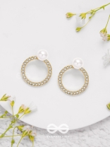 Polished Pearl - Golden Embellished Earrings