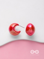 Groovy Arcs - Holographic Acrylic Earrings (Red)