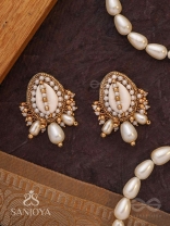 Dinara - The Shell Shoreline - Beads, Shells And Pearl Drops Hand Embroidered Earrings