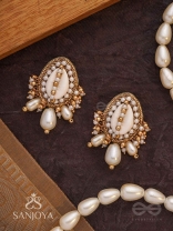 Dinara - The Shell Shoreline - Beads, Shells And Pearl Drops Hand Embroidered Earrings