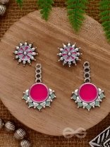 The Rosy Reefs - Statement  Enamelled Oxidised Ear Jackets