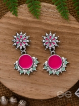 The Rosy Reefs - Statement  Enamelled Oxidised Ear Jackets