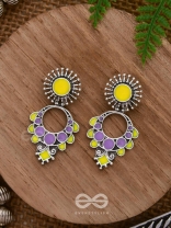 The Twilight Bloom - Statement Enamelled Oxidised Ear Jackets