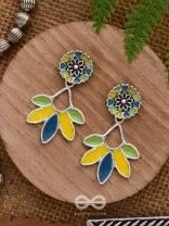 Sunlit Meadows - Statement Enamelled Oxidised Ear Jackets