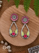 Enchanted Garden Wings - Statement Enamelled Oxidised Ear Jackets