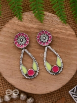 Enchanted Garden Wings - Statement Enamelled Oxidised Ear Jackets