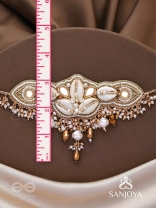 Parikul- The Shore Landscape- Shells, Beads And Glass Drops Hand Embroidered Choker Neckpiece