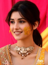 Parikul- The Shore Landscape- Shells, Beads And Glass Drops Hand Embroidered Choker Neckpiece