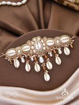 Lavana- The Coast Memoirs- Shells, Beads And Glass Drops Hand Embroidered Choker Neckpiece