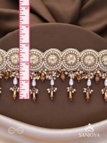 Stavaka- The Beloved Bouquet- Beads, Pearl And Glass Drops Hand Embroidered Choker Neckpiece