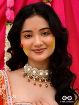 Stavaka- The Beloved Bouquet- Beads, Pearl And Glass Drops Hand Embroidered Choker Neckpiece