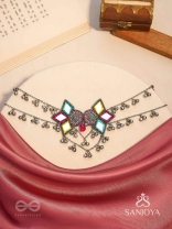Bhuritejas- The Glorious Triflection- Mirror, Resham And Beads Hand Embroidered Choker Neckpiece
