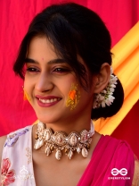 Velakula- The Coastline Stories- Shells, Beads, Pearl And Glass Drops Hand Embroidered Choker Neckpiece