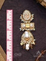 Atisitam- - The Regal Wonderland- Shells, Stones, Beads And Glass Drops Hand Embroidered Earrings