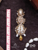 Samudrika- The Marine Magic- Shells, Beads, Pearl And Glass Drops Hand Embroidered Earrings