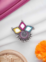   ABHICHARITA- THE TINY CHARMS- MIRROR, RESHAM AND BEADS HAND EMBROIDERED RING