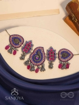 Strimaye - The Passionate Femininity - Beads And Stones Hand Embroidered Oxidised Neckpiece