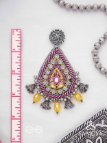 Jatimaha- The Festive Evening- Stones, Beads And Glass Drops Hand Embroidered Oxidised Earrings