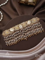 Prishit - Remnants Of The Raindrops- Stones, Beads, Glass Drops And Shells Hand Embroidered Choker Neckpiece