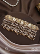 Prishit - Remnants Of The Raindrops- Stones, Beads, Glass Drops And Shells Hand Embroidered Choker Neckpiece