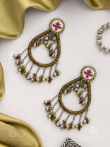 Haarit - The Olive Flutters - Beads Enamelled Oxidised Earrings