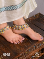 The Sunflower Garden- Enamelled Oxidised Anklets (Set of 2)