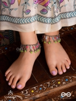 The Dreamcatcher Delight- Enamelled Oxidised Anklets (Set of 2)