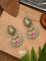 The Lily Woods- Stone Enamelled Oxidised Ear Jackets