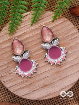 The Leafy Glow- Stone Enamelled Oxidised Ear Jackets