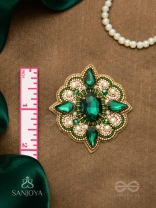 Indranilak- The Emerald Fascination- Stones And Beads Hand Embroidered Earrings