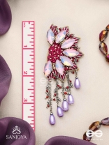 Ardhikrit- The Rosewood Halves- Stones, Resham And Glass Drops Hand Embroidered Earrings