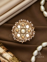 Darpanmaye- The Ornate Mirrors- Mirror, Resham And Beads Hand Embroidered Golden Ring (Adjustable)