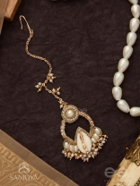 Nairjar - The Divine Blessing- Pearls, Shell And Beads Hand Embroidered Maangtika