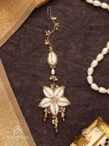 Stimit - The Cowrie Calm- Shells, Beads And Glass Drops Hand Embroidered Maangtika