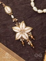 Stimit - The Cowrie Calm- Shells, Beads And Glass Drops Hand Embroidered Maangtika