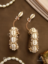 Arthogya  - The Marine Treasures - Shells And Beads Hand Embroidered Cuff Bracelets (Set Of 2)